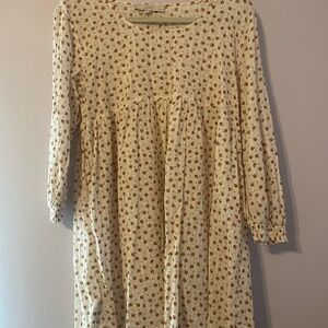 LOFT Cream and Brown Babydoll Top/Mini Dress